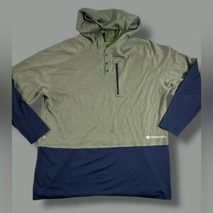 Fayettechill Mens XL Green Blue Wool Blend Snap Hooded Pullover *stains*